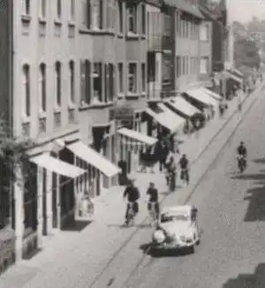 ÄLTERE POSTKARTE LEVERKUSEN SCHLEHBUSCH MANFORTER STRASSE Klosterfrau Drogerie Werbung Fahrrad bike bicyclette vélo