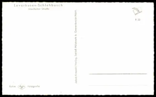 ÄLTERE POSTKARTE LEVERKUSEN SCHLEHBUSCH MANFORTER STRASSE Klosterfrau Drogerie Werbung Fahrrad bike bicyclette vélo