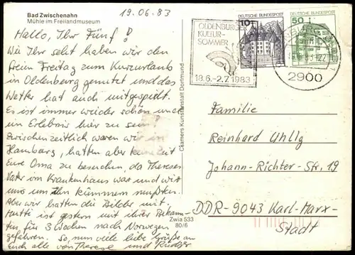 ÄLTERE POSTKARTE BAD ZWISCHENAHN WINDMÜHLE MÜHLE IM FREILANDMUSEUM Mill Moulin Windmill Molen postcard AK Ansichtskarte