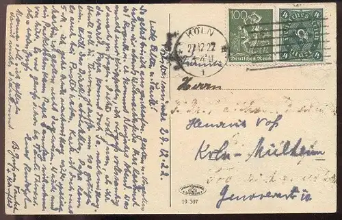 ALTE POSTKARTE WARENDORF EMSPARTIE EMS 1927 Briefmarke Michel Nr. 127c Freimarke 100 Pfennig 4 Mark Posthorn AK postcard