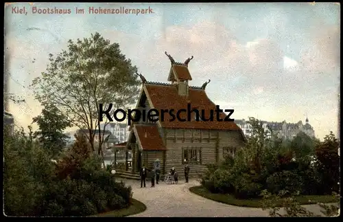 ALTE POSTKARTE KIEL BOOTSHAUS IM HOHENZOLLERNPARK 1907 Hohenzollern Park Ansichtskarte AK cpa postcard