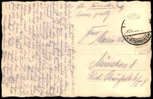 ALTE POSTKARTE UERDINGEN AM RHEIN RHEINPROMENADE 1935 Kran Brunnen Crefeld Krefeld crane grue cpa postcard Ansichtskarte
