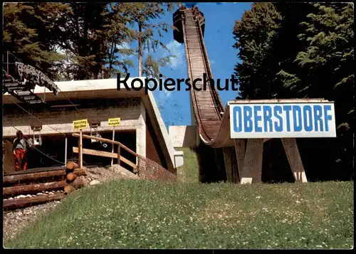 ÄLTERE POSTKARTE OBERSTDORF HEINI KLOPFER SPRUNGSCHANZE Skifliegen tremplin ski-jumping jump lift chairlift Sessellift