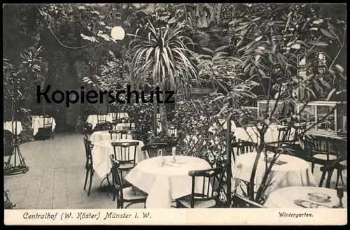 ALTE POSTKARTE MÜNSTER WESTFALEN CENTRALHOF W. KÖSTER WINTERGARTEN Restauration Ansichtskarte cpa postcard AK
