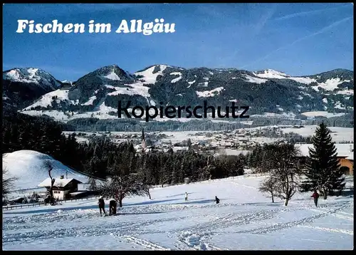 ÄLTERE POSTKARTE FISCHEN IM ALLGÄU NEBELHORN RUBIHORN WINTER Skifahren Ski Skiing Schnee Snow hiver neige Druckfehler