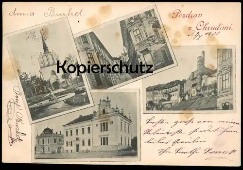 ALTE POSTKARTE POZDRAV Z CHRUDIMI 1900 GRUSS AUS CHRUDIM bei Jenisovice Jenschowitz Tschechien Czech Tchéquie postcard