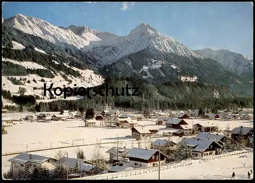ÄLTERE POSTKARTE FISCHEN IM ALLGÄU MIT ENTSCHENKOPF NEBELHORN RUBIHORN Winter Schnee Snow hiver neige Ansichtskarte