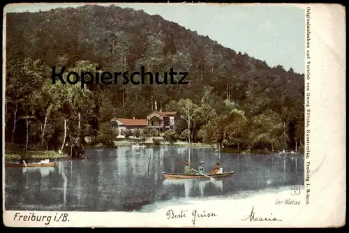ALTE POSTKARTE FREIBURG DER WALDSEE RUDERER Boot Ruderboot Boat See Lake cpa postcard AK Ansichtskarte