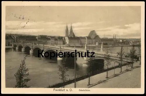 ALTE POSTKARTE FRANKFURT AN DER ODER 1914 ODERBRÜCKE STRASSENBAHN Tram Tramway Ansichtskarte AK cpa postcard