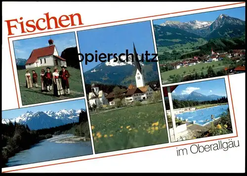 POSTKARTE FISCHEN IM OBERALLGÄU Iller Freibad Tracht Folklore traditional costume folklorique cpa postcard Ansichtskarte