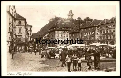 ALTE POSTKARTE GRAZ HAUPTPLATZ 1932 KIND KINDER Markt Café Nordstern Weikhard marché market Austria AK postard cpa