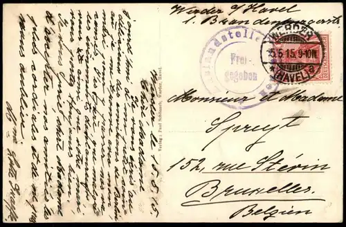 ALTE POSTKARTE WERDER AN DER HAVEL HAFENANSICHT Hafen Mühle Molen Moulin Mill Stempel Zensur Auslandsstelle Aachen cpa