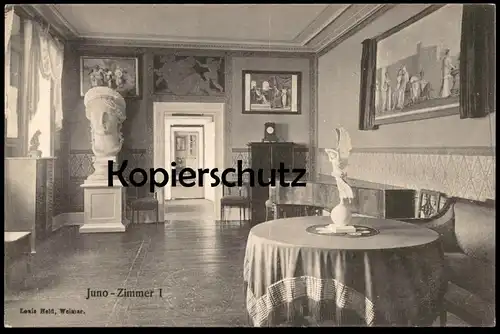ALTE POSTKARTE WEIMAR JUNOZIMMER GOETHEHAUS JUNO-ZIMMER I Johann Wolfgang Goethe Dichter Poet Uhr clock horloge