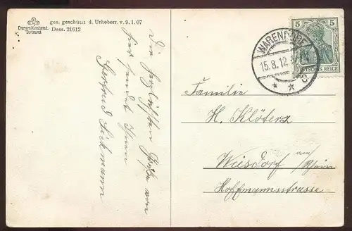 ALTE POSTKARTE WARENDORF PARTIE AM LEHRER-SEMINAR 1912 Schule Statue Monument Overberg cpa postcard Ansichtskarte AK