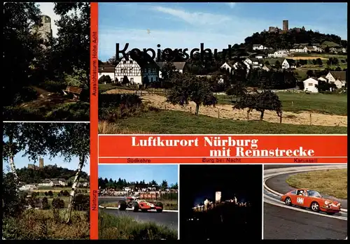 ÄLTERE POSTKARTE NÜRBURGRING NÜRBURG MIT RENNSTRECKE PORSCHE 911 Hohe Acht Rennen Car Racing race Adenau Breitscheid AK