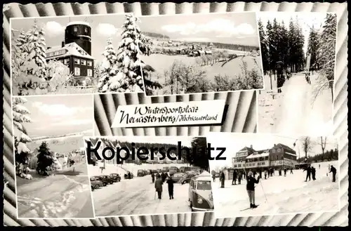 ÄLTERE POSTKARTE WINTERSPORTPLATZ NEUASTENBERG VW BUS Winterberg Sauerland Volkswagen Faire du ski Skiing Winter Schnee