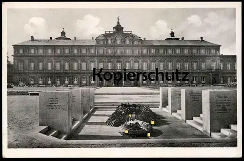 ALTE POSTKARTE RASTATT SCHLOSS FAVORIT 1943 KRÄNZE EHRENMAL Monument des Infanterie Regiments Markgraf Ludwig Wilhelm