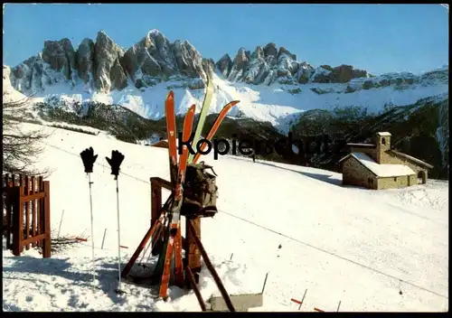POSTKARTE PLOSE PALMSCHOSS GEGEN GEISLERGRUPPE Dolomiten Dolomiti Bressanone Brixen Cima Odle Ski skier skiing gloves AK