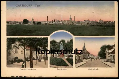ALTE POSTKARTE WARENDORF FRANZISKANER-KLOSTER SEMINAR MÜNSTERSTRASSE TOTAL Couvent Convent Druckfehler postcard cpa AK
