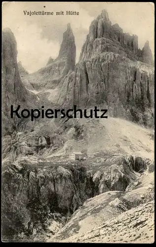 ALTE POSTKARTE VAJOLETTÜRME MIT HÜTTE VAJOLET VAJOLETT Südtirol Alto Adige Dolomiti Dolomiten Trento Ansichtskarte cpa