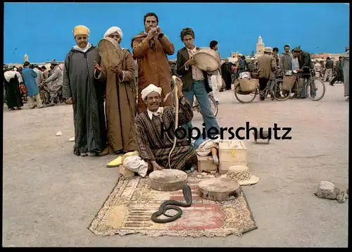 ÄLTERE POSTKARTE MARRAKECH CHARMEURS DE SERPENTS Schlange Snake Charmers Schlangenbeschwörer Marokko Maroc cpa postcard