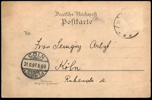 ALTE LITHO POSTKARTE GRUSS AUS LÜNEBURG 1897 AM SANDE ST. NICOLAI-KIRCHE RATHHAUS MUSEUM cpa postcard AK