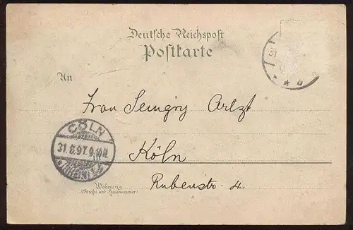 ALTE LITHO POSTKARTE GRUSS AUS LÜNEBURG 1897 AM SANDE ST. NICOLAI-KIRCHE RATHHAUS MUSEUM cpa postcard AK