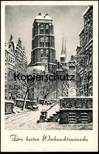 ALTE POSTKARTE DANZIG DIE BESTEN WEIHNACHTSWÜNSCHE GDANSK ST. MARIEN RADIERUNG VON PAUL KREISEL ZENSUR B. HELLINGRATH AK