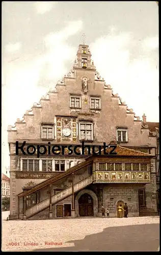 ALTE POSTKARTE LINDAU AM BODENSEE RATHAUS SONNENUHR sundial clock horloge cadran solaire cpa postcard Ansichtskarte AK