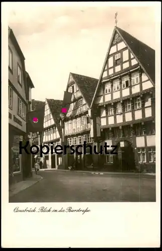 ALTE POSTKARTE OSNABRÜCK BLICK IN DIE BIERSTRASSE MIT FLAGGEN Beflaggung Niedersachsen cpa postcard AK Ansichtskarte