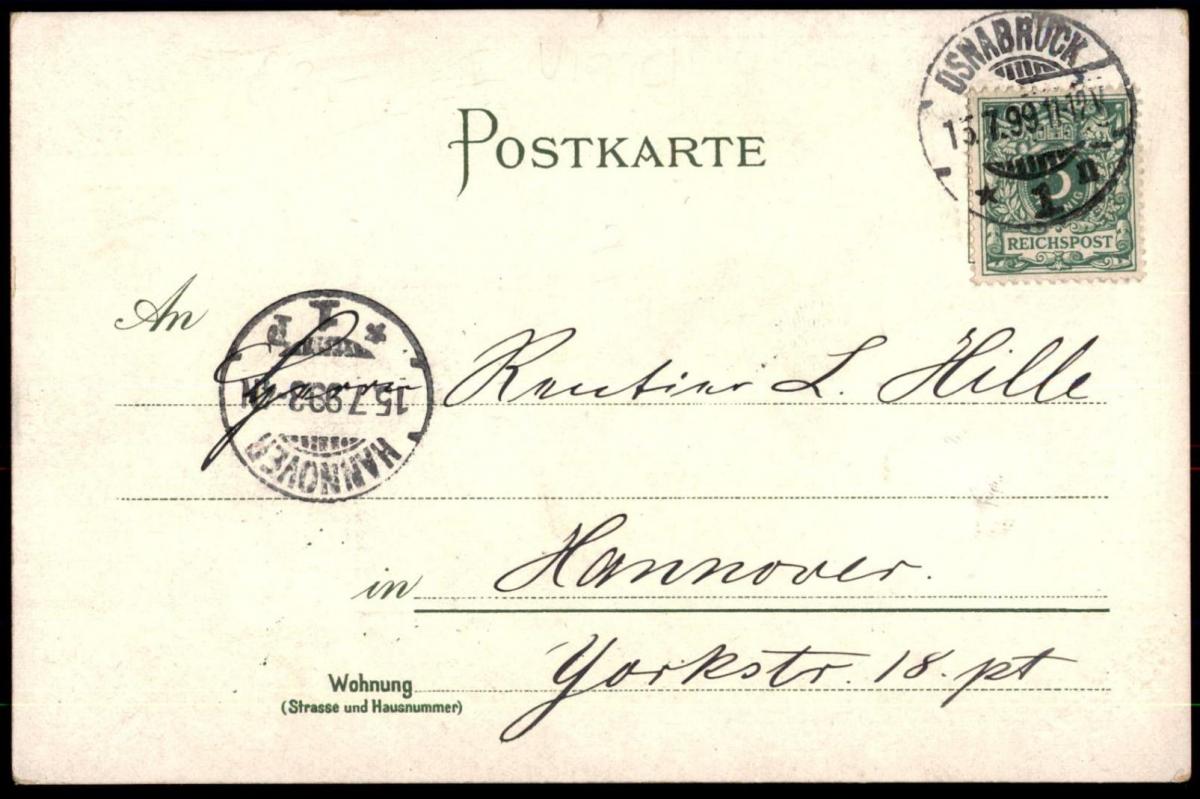 ALTE POSTKARTE GRUSS AUS OSNABRÜCK RATHHAUS 1899 Rathaus Ansichtskarte