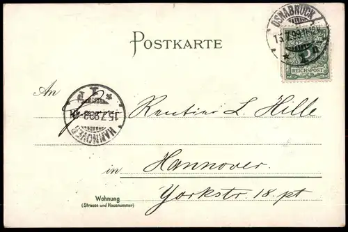 ALTE POSTKARTE GRUSS AUS OSNABRÜCK RATHHAUS 1899 Rathaus Ansichtskarte AK postcard cpa