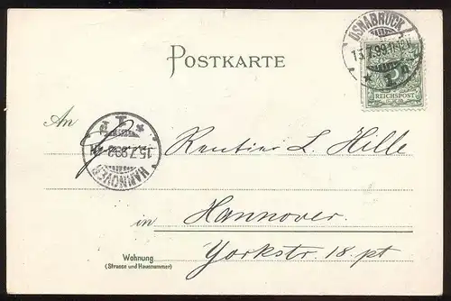 ALTE POSTKARTE GRUSS AUS OSNABRÜCK RATHHAUS 1899 Rathaus Ansichtskarte AK postcard cpa