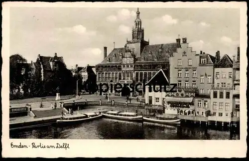 ALTE POSTKARTE EMDEN PARTIE AM DELFT HOTEL ZUM GOLDENEN ADLER Ansichtskarte AK cpa postcard