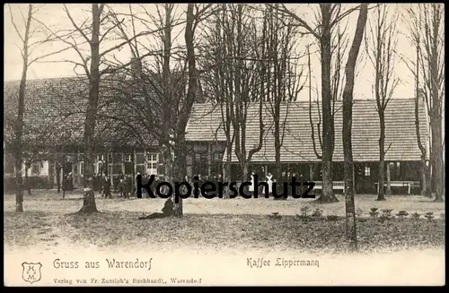 ALTE POSTKARTE GRUSS AUS WARENDORF KAFFEE LIPPERMANN PERSONEN Café Bahnpoststempel 1908 Bahnpost Münster...