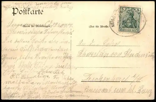 ALTE POSTKARTE GRUSS AUS WARENDORF KAFFEE LIPPERMANN PERSONEN Café Bahnpoststempel 1908 Bahnpost Münster...