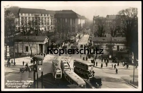 ALTE POSTKARTE BERLINER VERKEHR POTSDAMER PLATZ LEIPZIGER PLATZ BERLIN Tram Tramway Strassenbahn Bus traffic AK cpa