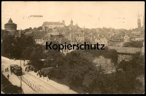 ALTE POSTKARTE NÜRNBERG PANORAMA STRASSENBAHN FELDPOST 1915 tram tramway Ansichtskarte AK cpa postcard