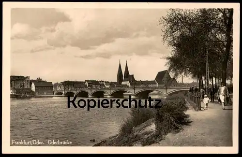 ALTE POSTKARTE FRANKFURT AN DER ODER ODERBRÜCKE KIND & FRAU 1939 FELDPOST Ansichtskarte AK cpa postcard