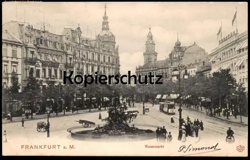 ALTE POSTKARTE FRANKFURT AM MAIN ROSSMARKT KARREN STRASSENBAHN Tram Tramway Ansichtskarte AK cpa postcard