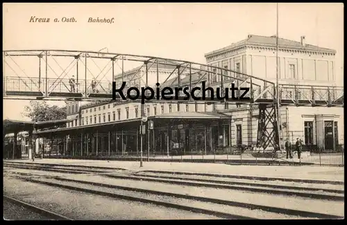 ALTE POSTKARTE KREUZ OSTBAHN BAHNHOF Krzyz Wielkopolski station gare Polen Polska Poland postcard cpa AK Ansichtskarte