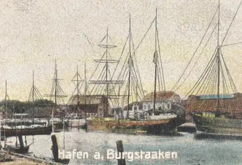 ALTE POSTKARTE BURG AUF FEHMARN BAHNHOF MIT DAMPFLOK BREITESTRASSE KAISERLICHES POSTAMT BURGSTAAKEN GLAMBECK AK cpa