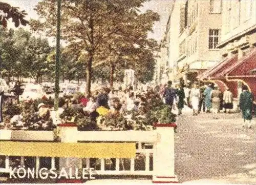 ÄLTERE POSTKARTE DÜSSELDORF RHEINPARTIE FRACHTER Schubverband Freight ship Cargo Radschläger Benrath Märchenbrunnen AK