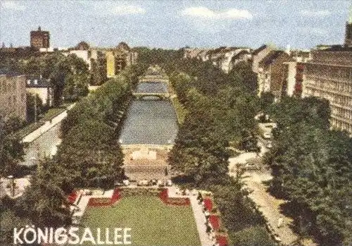 ÄLTERE POSTKARTE DÜSSELDORF RHEINPARTIE FRACHTER Schubverband Freight ship Cargo Radschläger Benrath Märchenbrunnen AK