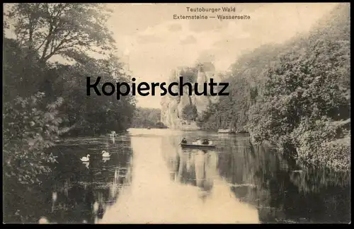 ALTE POSTKARTE EXTERNSTEINE WASSERSEITE TEUTOBURGER WALD BEI DETMOLD Schwan Schwäne Boot Swan Cygne postcard AK cpa