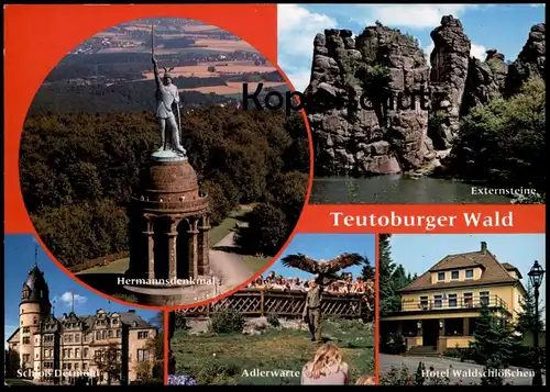 POSTKARTE HERMANNSDENKMAL TEUTOBURGER WALD SCHLOSS DETMOLD ADLERWARTE HOTEL WALDSCHLÖSSCHEN ADLER EAGLE Aigle postcard