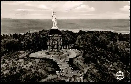 ÄLTERE POSTKARTE HERMANNSDENKMAL TEUTOBURGER WALD DETMOLD SCHÖNING LUFTBILD FLIEGERAUFNAHME Ansichtskarte AK