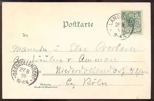 ALTE LITHO POSTKARTE GRUSS AUS LANGEOOG 1899 HOTEL MEINEN SEEZEICHEN HOSPIZ HOSPITZSTRASSE KIRCHE Ansichtskarte AK cpa