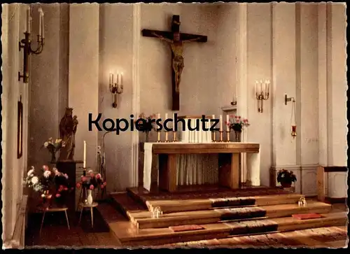 ÄLTERE POSTKARTE MÜNSTER WESTFALEN UNIVERSITÄTS HAUTKLINIK KAPELLE Krankenhaus Hospital Chapel Altar Jesus Maria Madonna