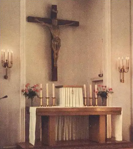 ÄLTERE POSTKARTE MÜNSTER WESTFALEN UNIVERSITÄTS HAUTKLINIK KAPELLE Krankenhaus Hospital Chapel Altar Jesus Maria Madonna